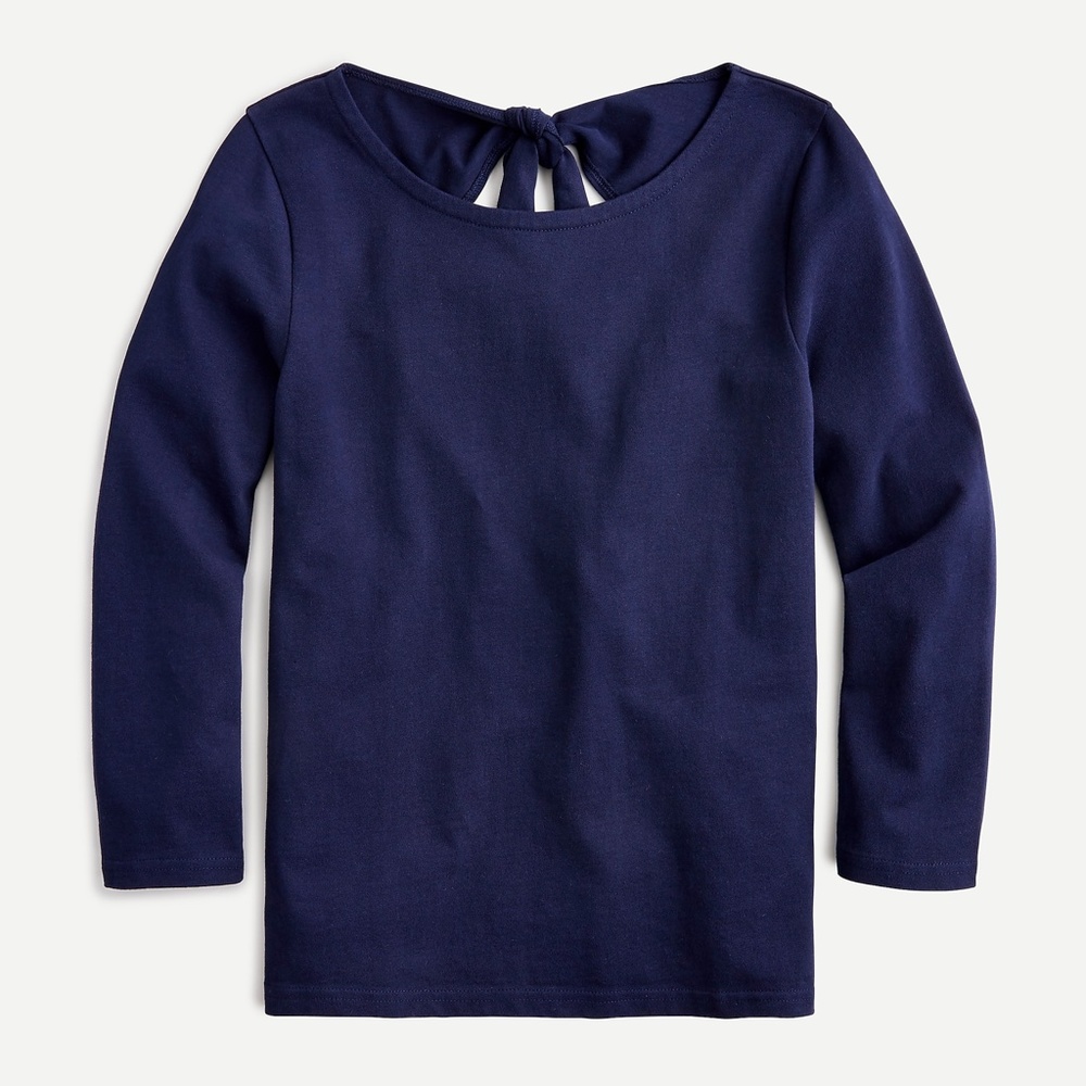 NWT J. Crew Long-Sleeve Tie-Back T-Shirt Navy S